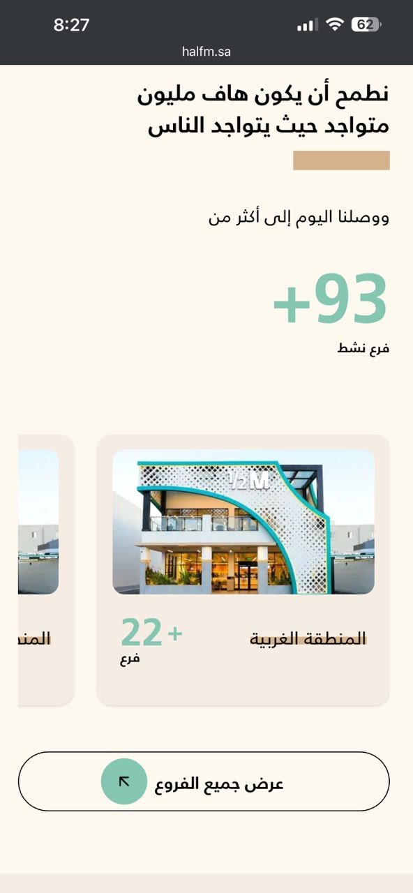 هاف مليون - شبكة الفروع